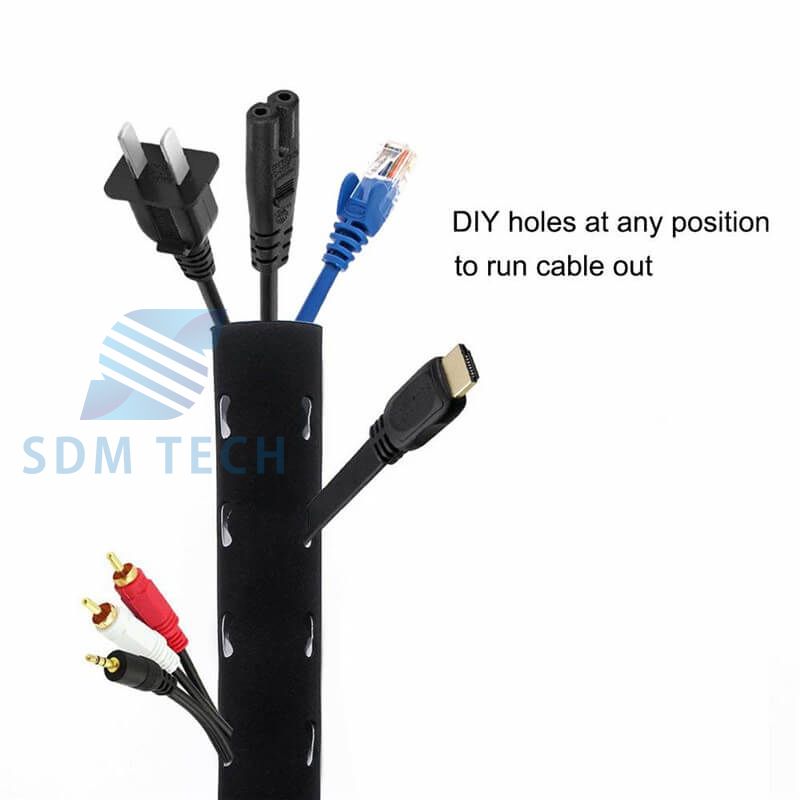 Cable Managment Sleeve Wire Cover Neoprene Cable Organizer Wrap Flexible Cord Cover For TV Computer Home Entertainment