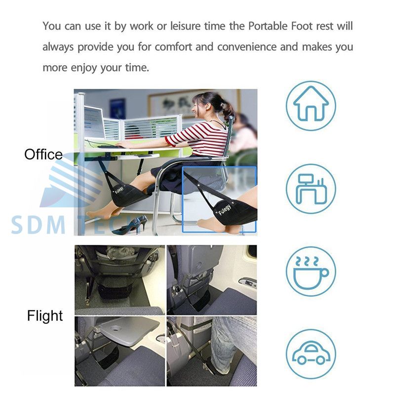 Airplane Footrest Adjustable Height Under Desk Footrest Portable Travel Accessories For Business Travel Relaxed Prevent Led Swelling Soreness Comfort Led Holders